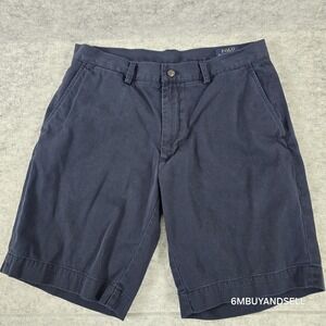 Polo Ralph Lauren Mens Classic Fit 9 Inch Chino Shorts Navy Blue Cotton Size 33
